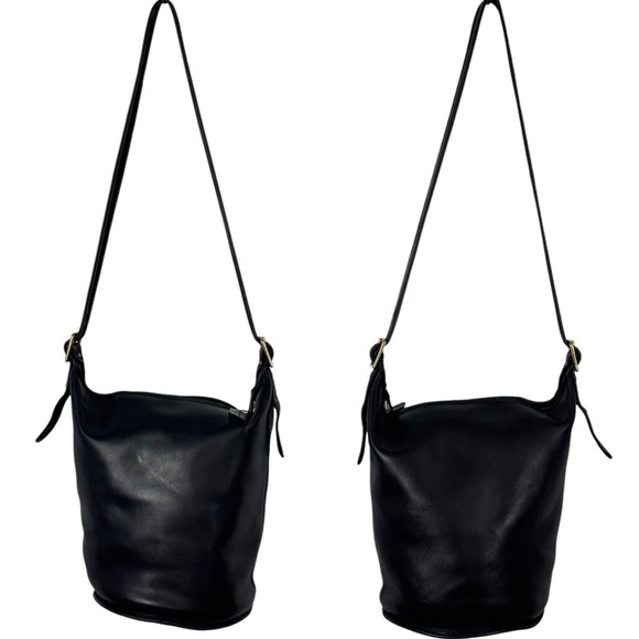 COACH VINTAGE 80S EXTRA LARGE BLACK GLOVETAN LEATHER CLASSIC DUFFLE SAC FEED BAG - Picture 2 of 13